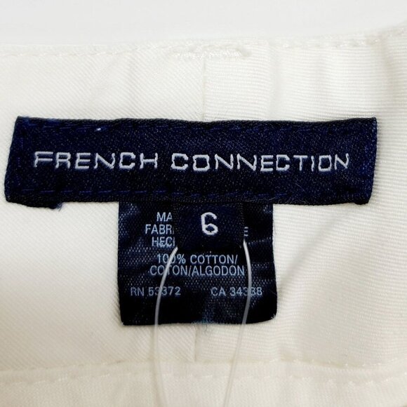 French Connection Womens White Cotton Straight-Leg Trousers high rise Size 6 - Picture 3 of 12